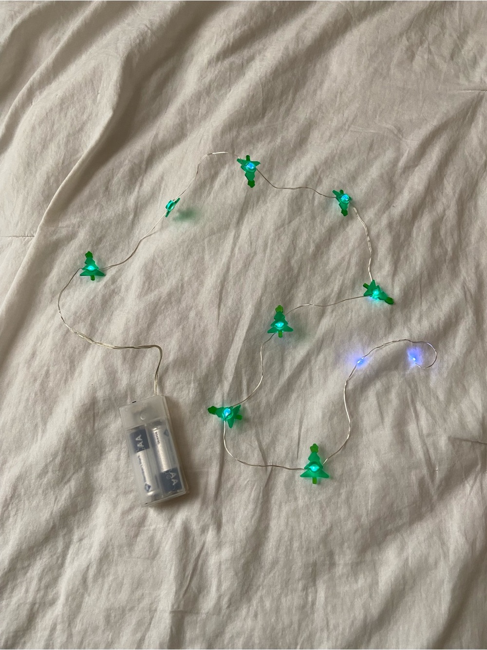Battery-Powered Green Christmas Tree String Lights - Home Holiday